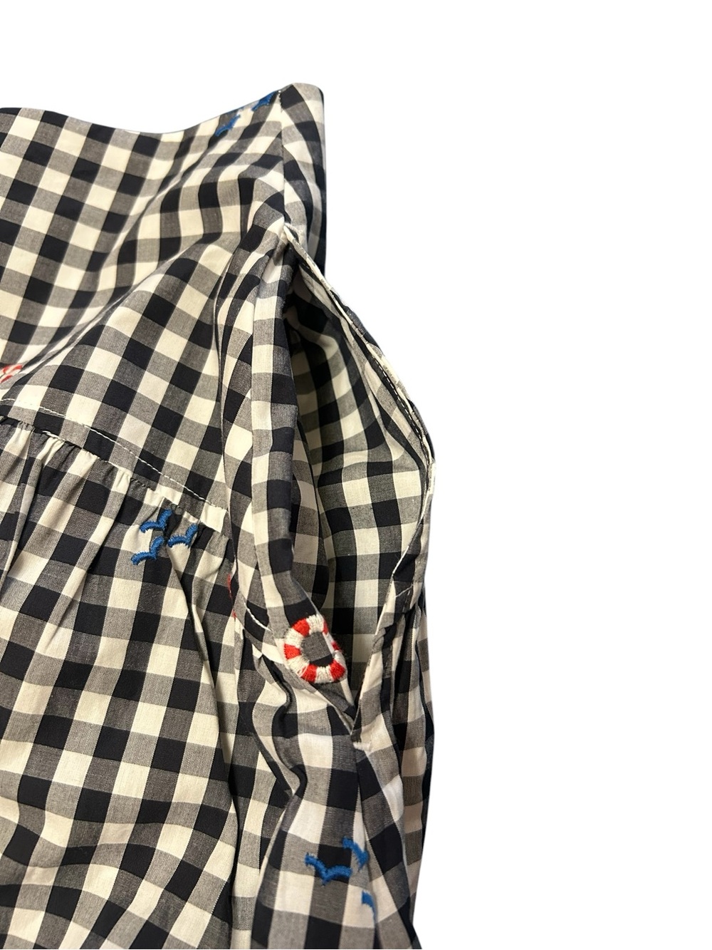 Black & White Gingham A-Line Skirt with Subtle Embroidered Accents - Picture 6 of 16